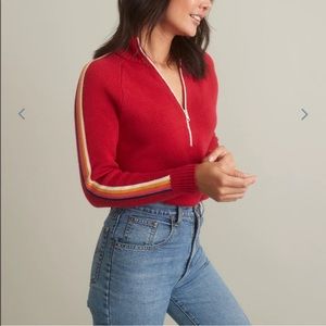 ML x LF Snowbird 1/4 Zip Sweater in Flame Red